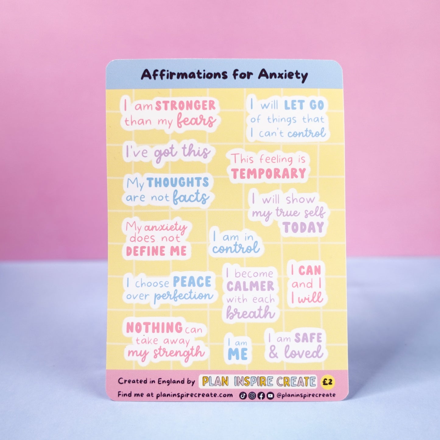 Affirmations for Anxiety Sticker Sheet