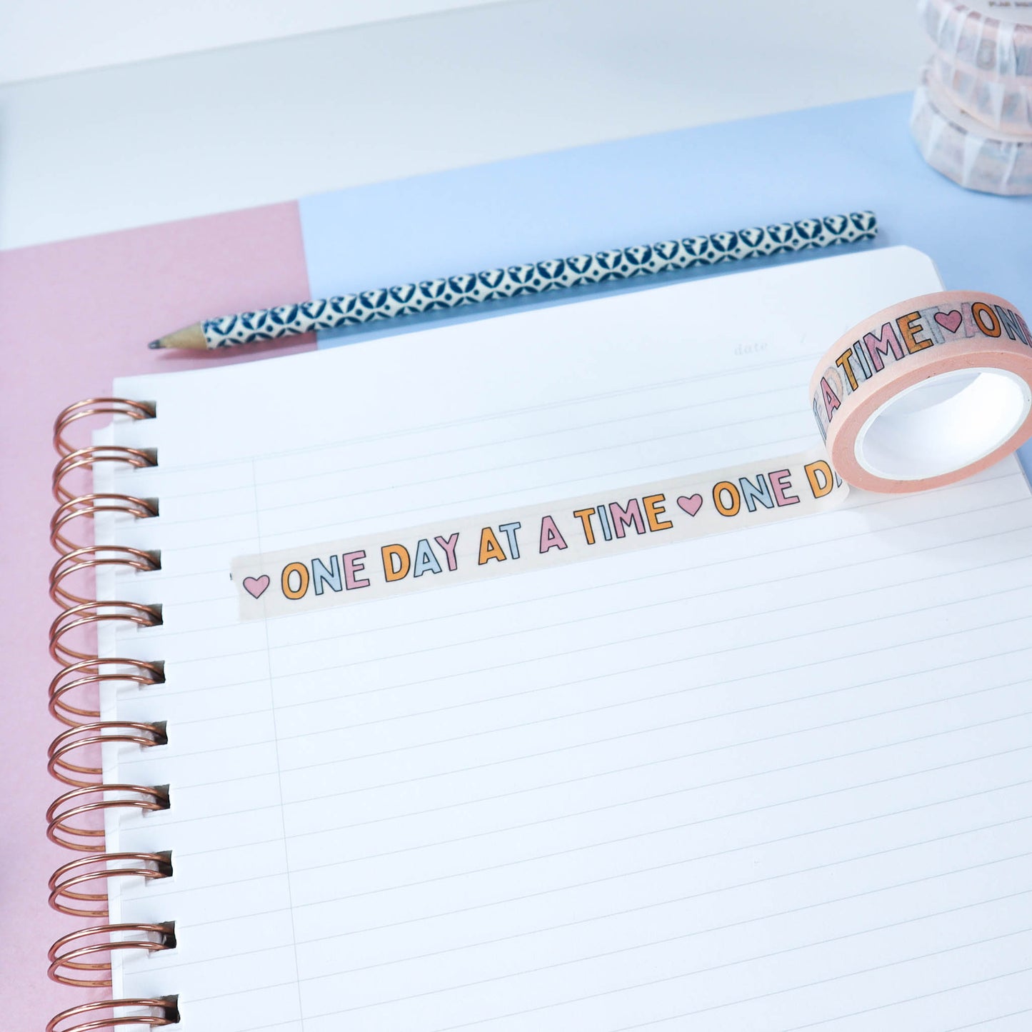 One Day at a Time washi tape | positive affirmations slogan washi